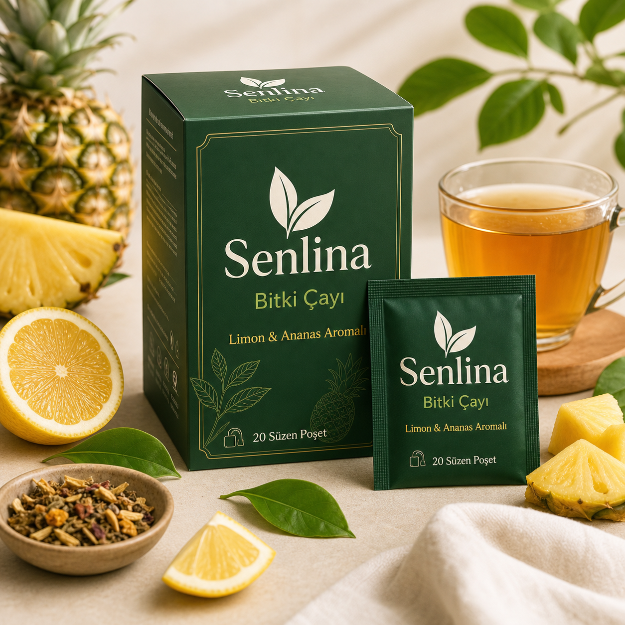 Senlina saşe ve hazırlanmış bitki çayı